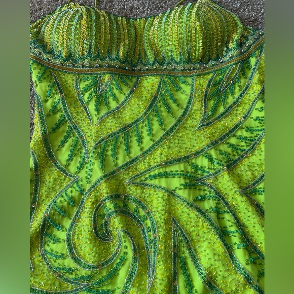 Beaded Lime Prom Dress - Picture 5 of 5